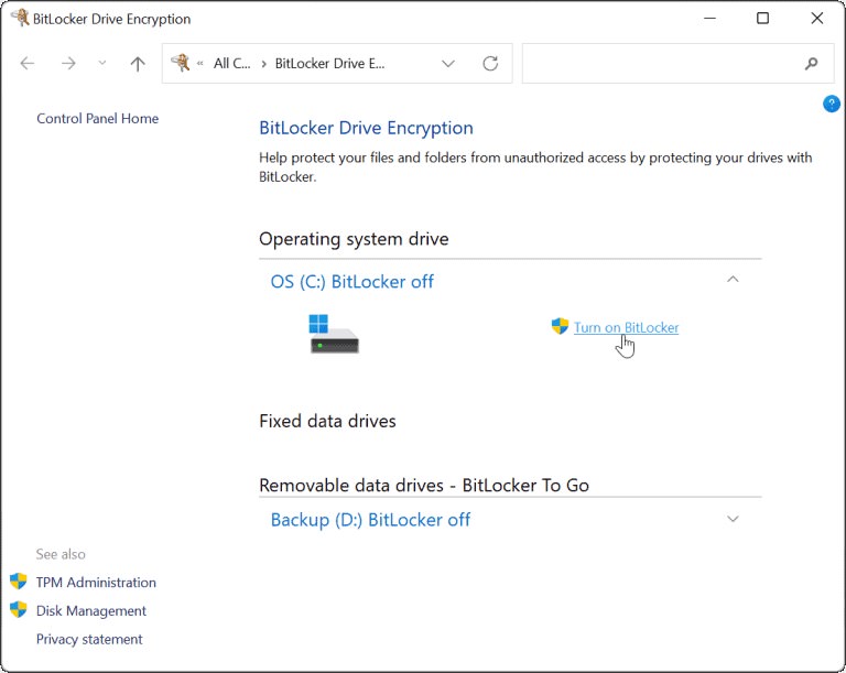 cifrar archivos windows bitlocker