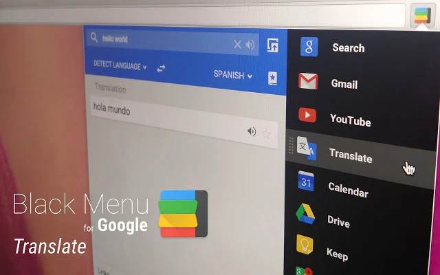menú negro para google