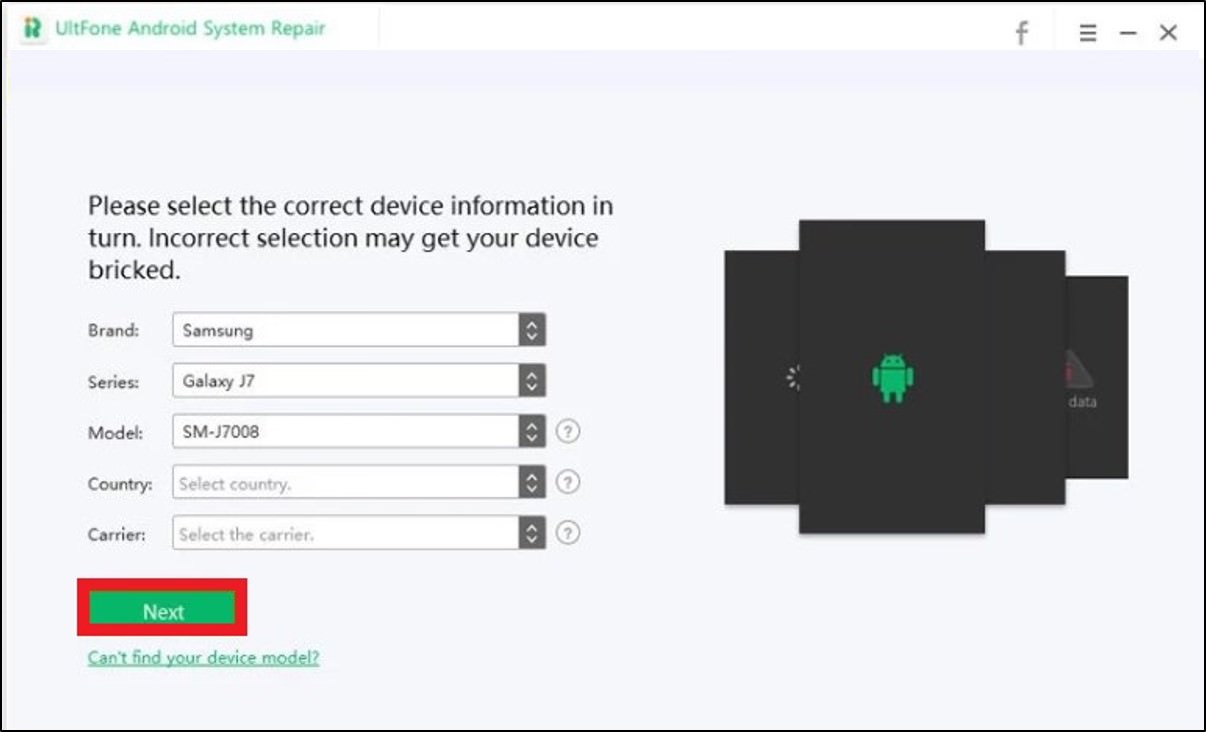 reparación del sistema android ultfone