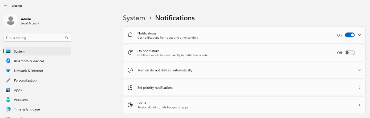 Configurar notificaciones en Windows 11