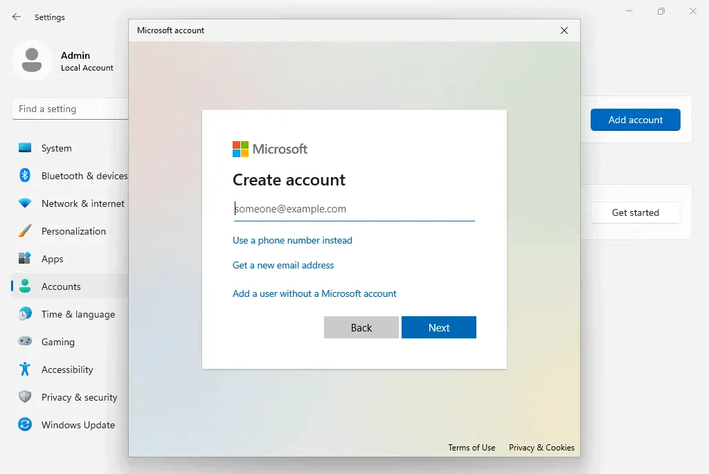 Crear una cuenta local en Windows 11