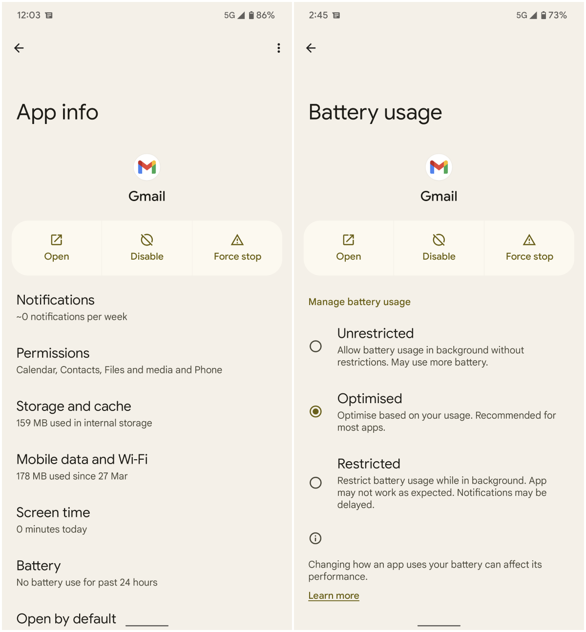 Administrar el uso de la batería de la aplicación en Android