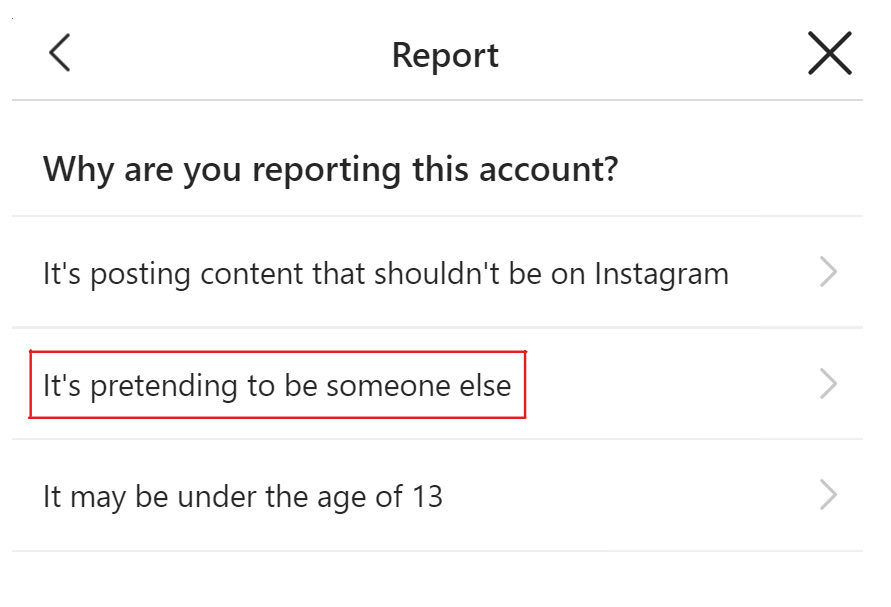 Cómo reportar a un imitador de Instagram - Paso 4