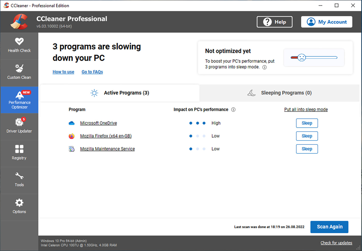 Optimizador de rendimiento