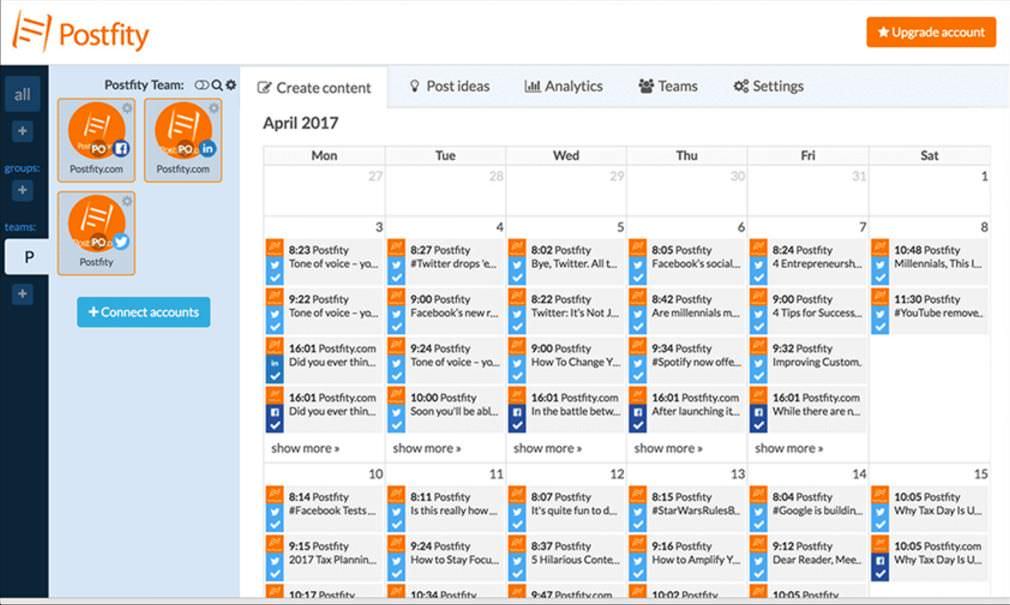 Postfity muestra las publicaciones programadas en la vista de calendario