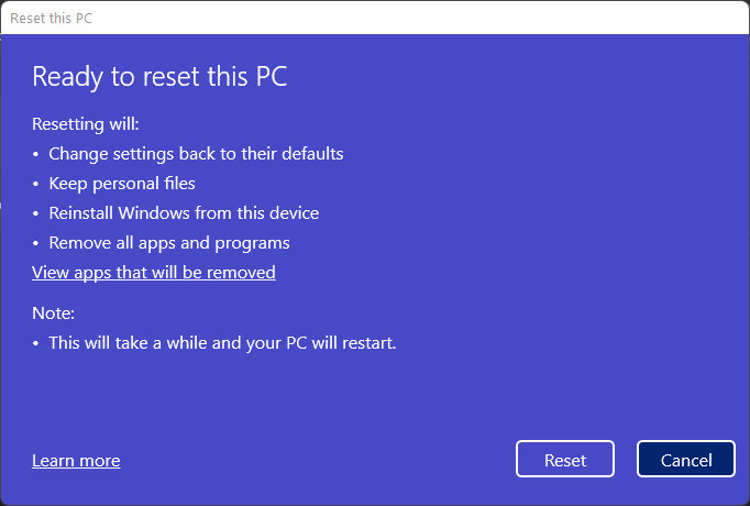 Restablecer una PC con Windows 11