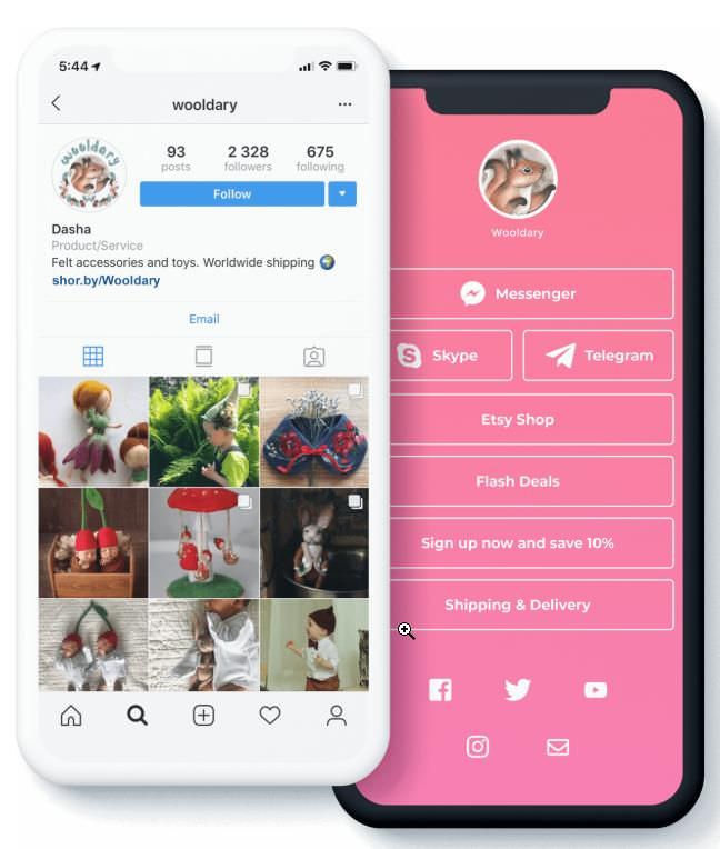 Shorby crea un enlace biográfico para Instagram