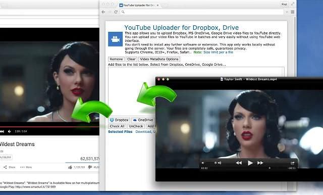 Cargador de YouTube para Dropbox, Drive